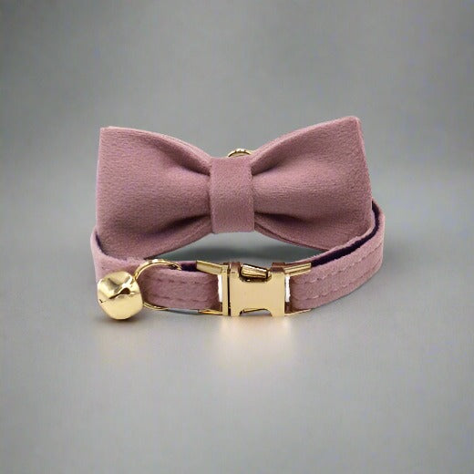 Kitten Bow Tie Collar - Soft Velvet Elegance for Your Feline Friend - PawsMartOnline Lavender / Large