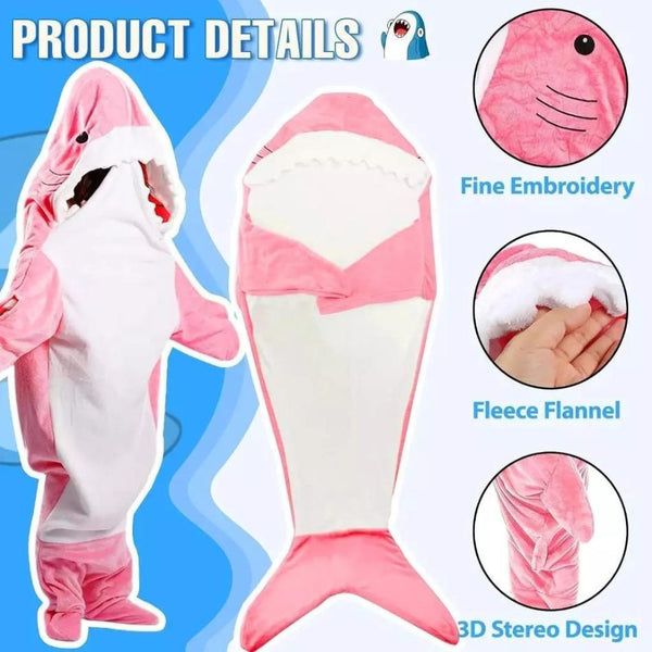 Shark Blanket - Fun Hooded Shark Sleeping Bag for Kids & Adults