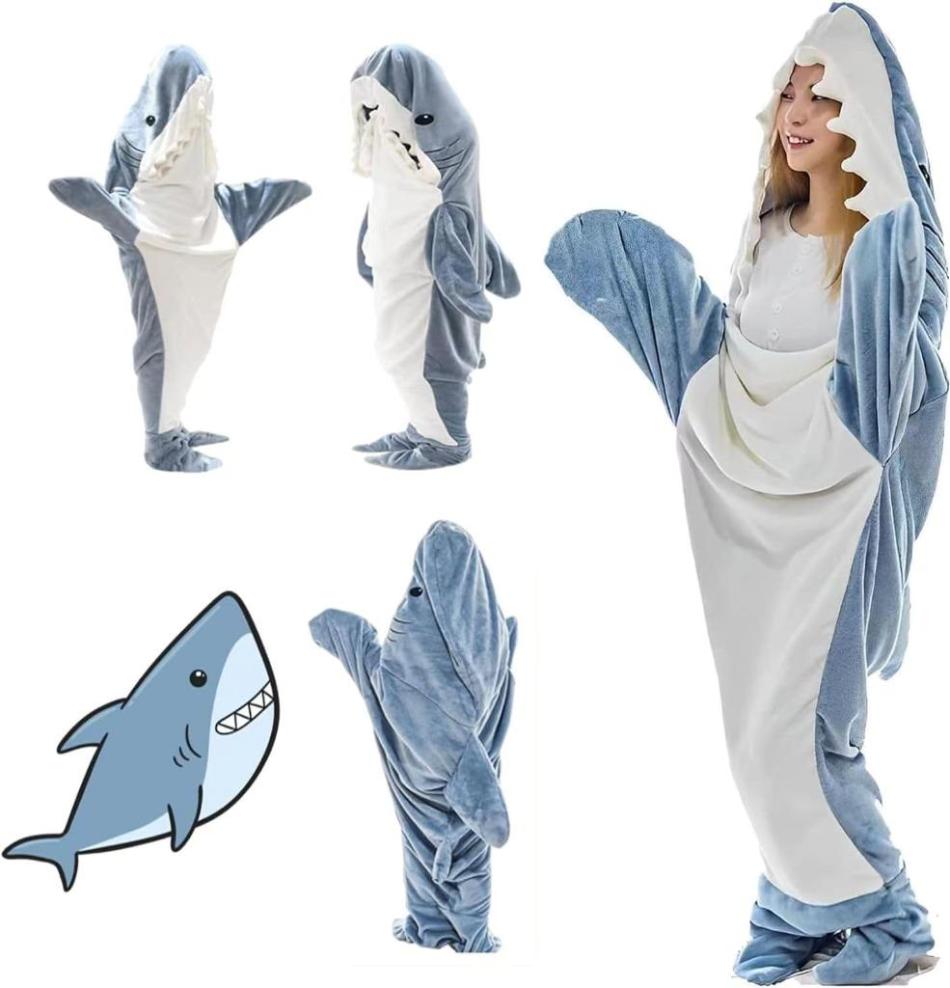 Shark Blanket - Fun Hooded Shark Sleeping Bag for Kids & Adults