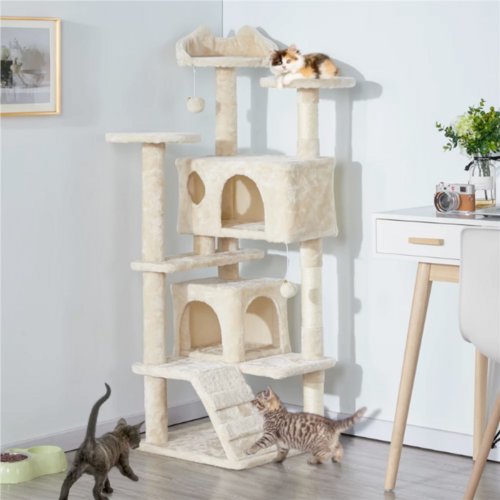 Cat Climbing Tower - Multi-Level Activity and Scratching Post - PawsMartOnline Beige