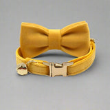 Kitten Bow Tie Collar - Soft Velvet Elegance for Your Feline Friend - PawsMartOnline Turmeric / Large