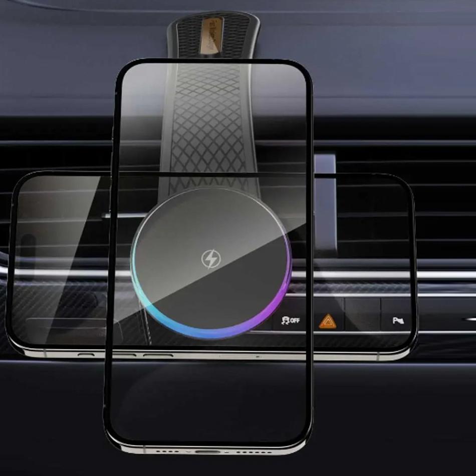 MagSafe Wireless Car Charger with RGB LED & Flexible Mount