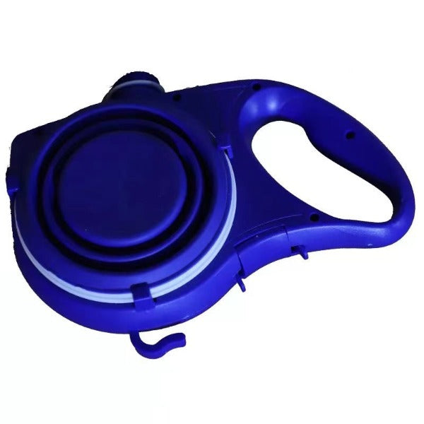 Blue- All-in-One Dog Leash with Water Holder, Bowl, and Waste Bag Holder