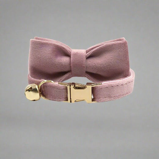 Kitten Bow Tie Collar - Soft Velvet Elegance for Your Feline Friend - PawsMartOnline Champagne / Large