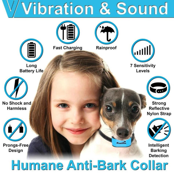 Pawious Humane Bark Collar for Small and Medium Dogs - PawsMartOnline Leashes, Collars & Petwear Default Title