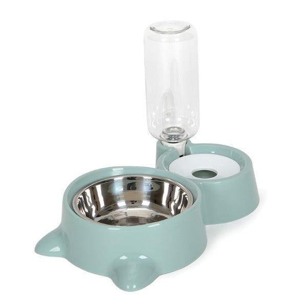 Pet Food and Water Bowl Combo - Convenient and Stylish - PawsMartOnline Teal