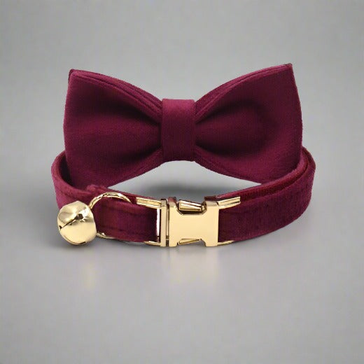 Kitten Bow Tie Collar - Soft Velvet Elegance for Your Feline Friend - PawsMartOnline