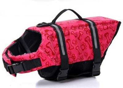 Red/ bone print- Life Vest for Dogs - Ensure Safety and Style in Water Adventures