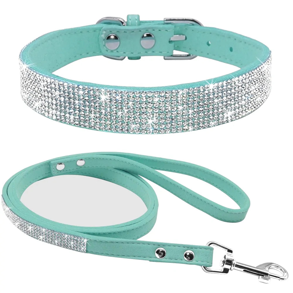 Leather Dog Collar Leash Set - Stylish for Small to Medium Pets - PawsMartOnline Teal / Extra Small