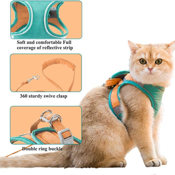 Cat Harness & Leash Set – Soft, Adjustable, and Reflective - PawsMartOnline