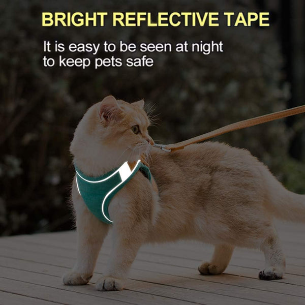 Cat Harness & Leash Set – Soft, Adjustable, and Reflective - PawsMartOnline