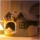 Cozy House-Shaped Cat Bed with Soft PP Cotton Filling - PawsMartOnline Pets