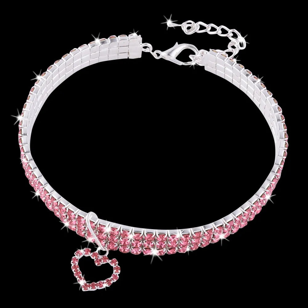 Bling Rhinestone Cat Collar - Adjustable, Stylish, and Comfortable - PawsMartOnline Pink / Large