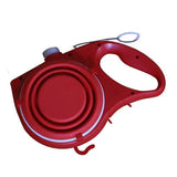 All-in-One Dog Leash with Water Holder, Bowl, and Waste Bag Holder - PawsMartOnline Red