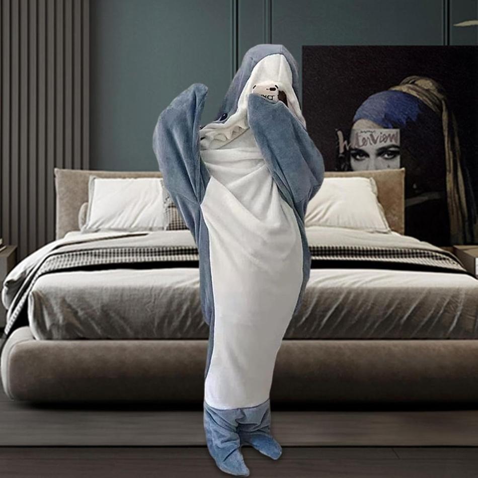 Shark Blanket - Fun Hooded Shark Sleeping Bag for Kids & Adults