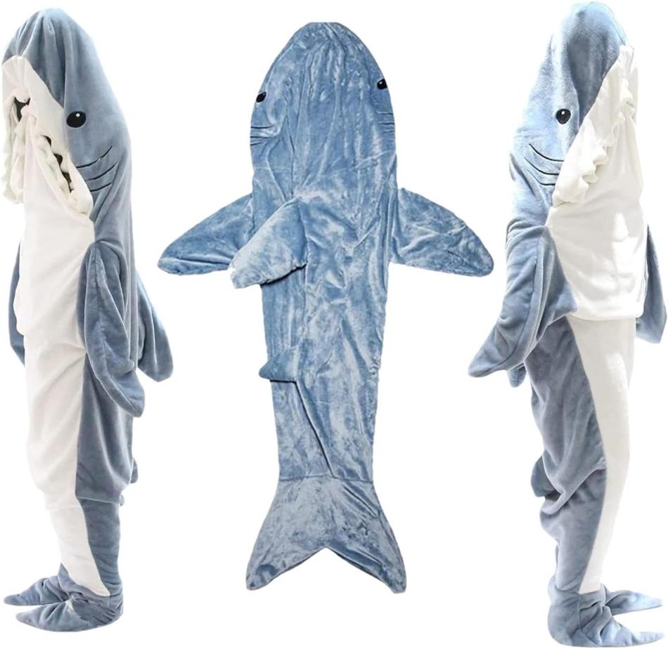 Shark Blanket - Fun Hooded Shark Sleeping Bag for Kids & Adults