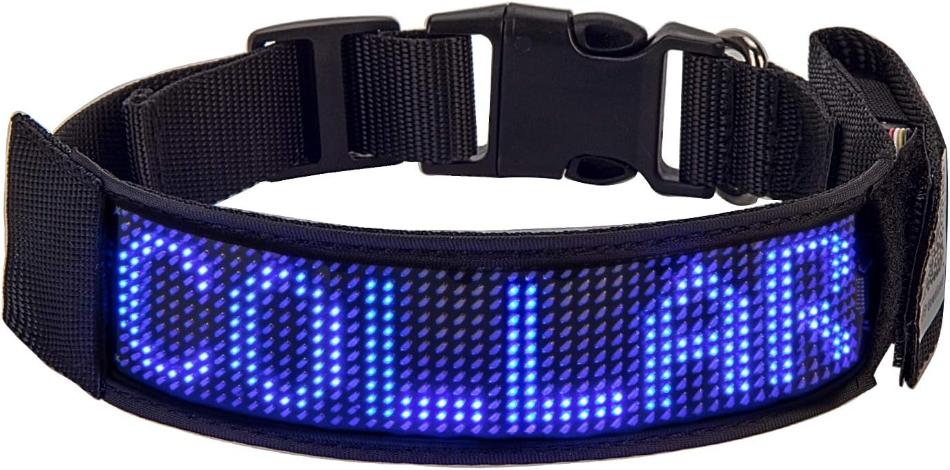 Bluetooth LED Light-Up Dog Collar with GPS & Customizable Display - PawsMartOnline Blue / 7-9.5 inches