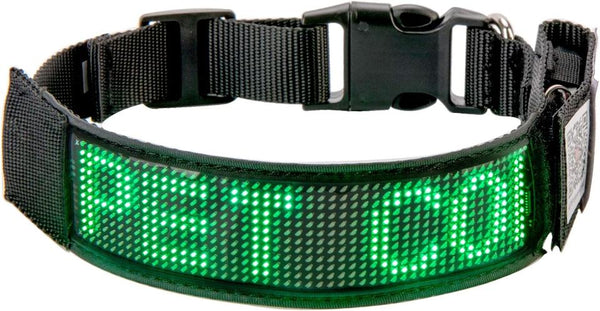 Bluetooth LED Light-Up Dog Collar with GPS & Customizable Display - PawsMartOnline Green / 7-9.5 inches