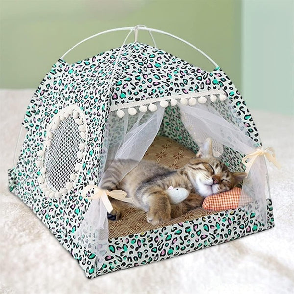 Cozy Cat Tent Bed - Foldable and Portable Pet House - PawsMartOnline