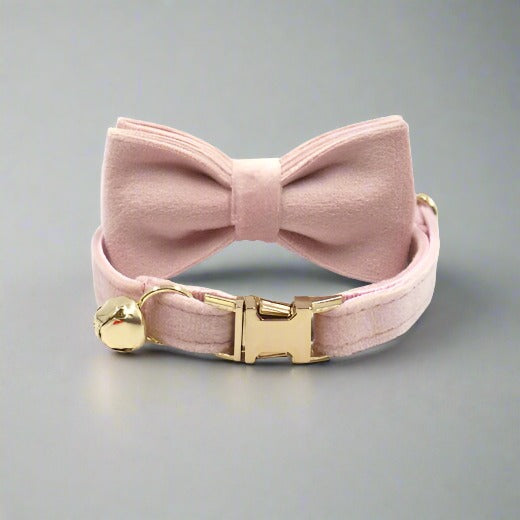 Kitten Bow Tie Collar - Soft Velvet Elegance for Your Feline Friend - PawsMartOnline Light Cashmere / Large