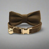 Kitten Bow Tie Collar - Soft Velvet Elegance for Your Feline Friend - PawsMartOnline Brown / Large