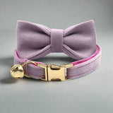 Kitten Bow Tie Collar - Soft Velvet Elegance for Your Feline Friend - PawsMartOnline Lilac / Large