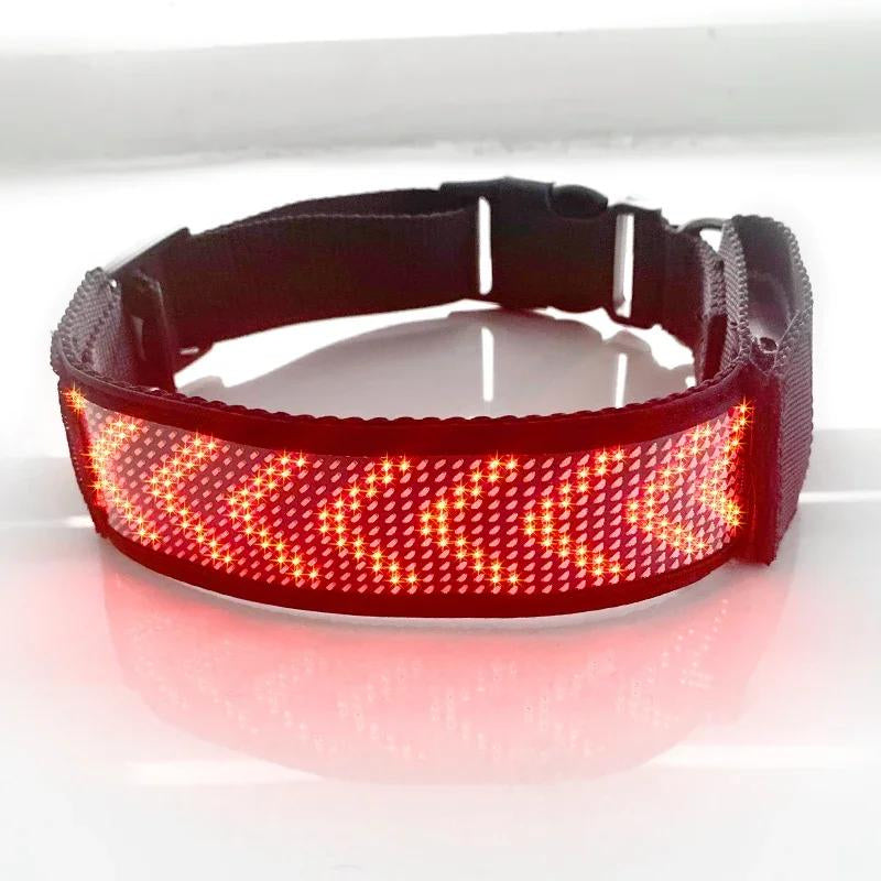 Bluetooth LED Light-Up Dog Collar with GPS & Customizable Display - PawsMartOnline Red / 7-9.5 inches