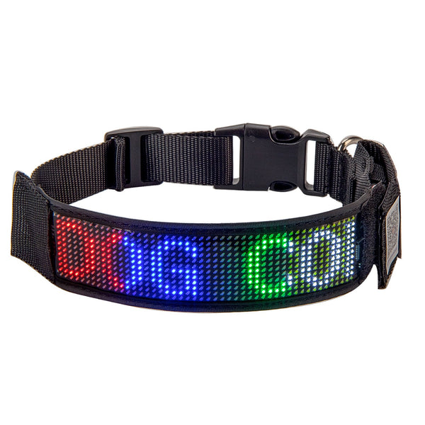 Bluetooth LED Light-Up Dog Collar with GPS & Customizable Display - PawsMartOnline Multi 4 Color / 7-9.5 inches