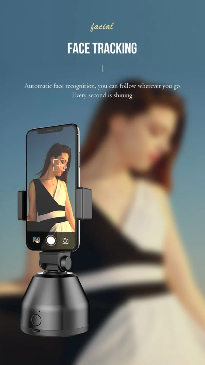 Phone Tripod - Hands-Free, 360° AI Tracking & Phone Stand