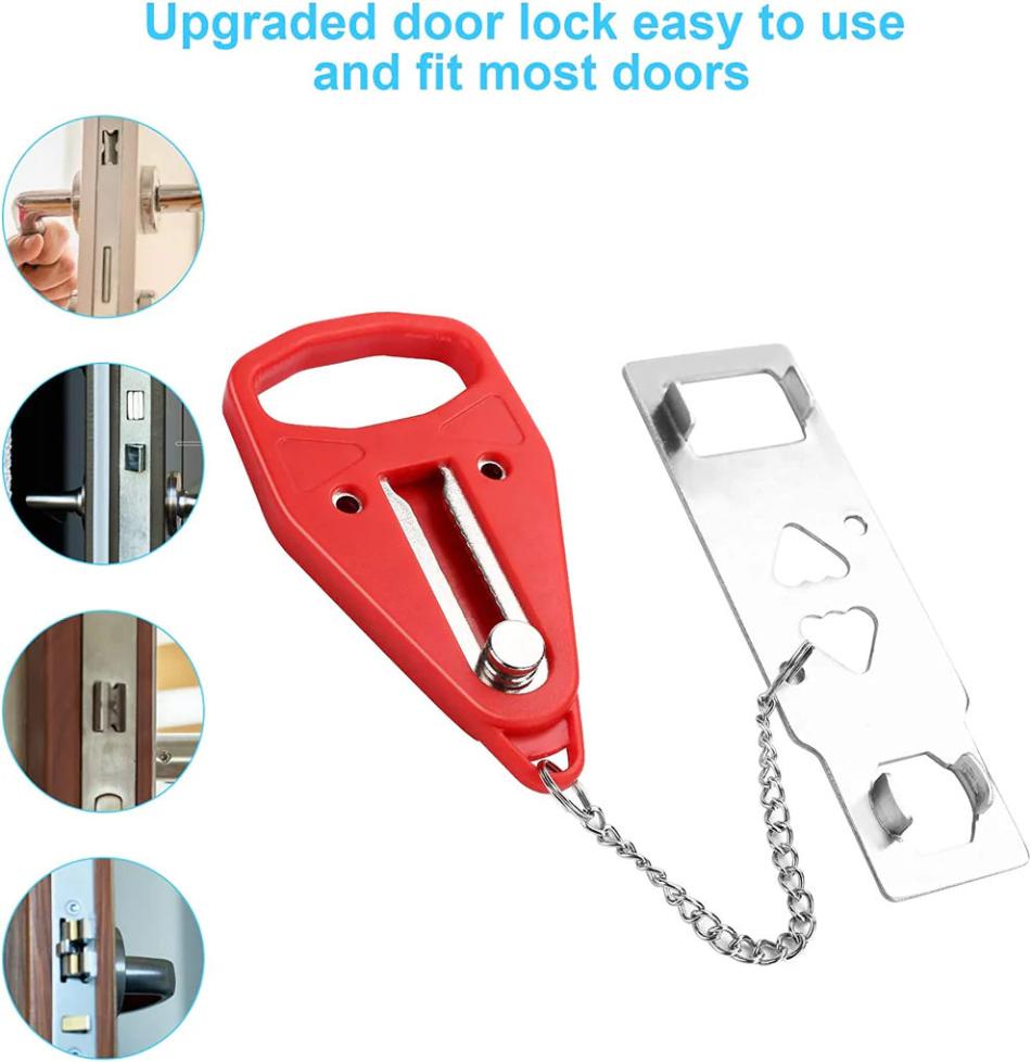 Portable Door Lock - Lightweight Travel Door Lock for Security