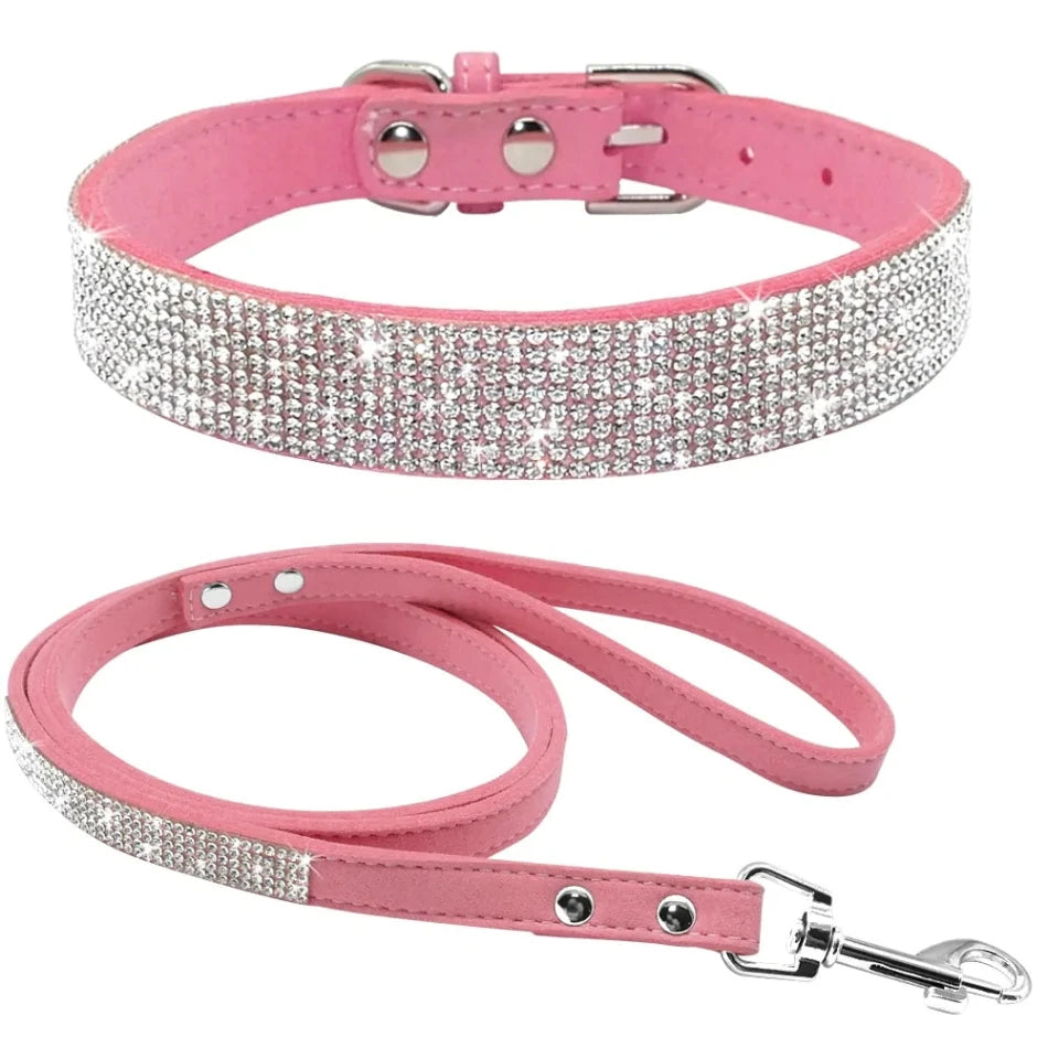 Leather Dog Collar Leash Set - Stylish for Small to Medium Pets - PawsMartOnline Pink / Extra Small