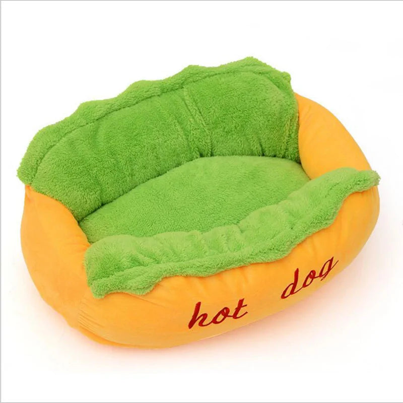 Hot Dog-Themed Pet Bed – Cozy, Stylish, and Perfect for Small Pets - PawsMartOnline Gold / Small