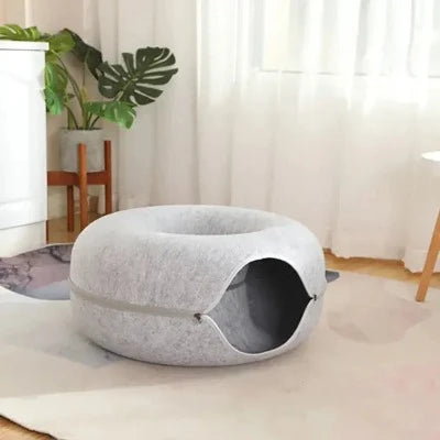 Cat Donut Bed - Light Gray / Small