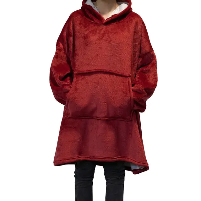 Blanket Hoodie – Oversized Blanket Hoodie with Pockets, One Size