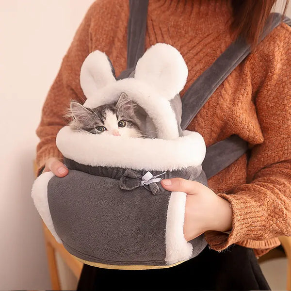 Cozy Warm Pet Carrier - PawsMartOnline Light Grey (No front pocket) / M(9x7x6in)