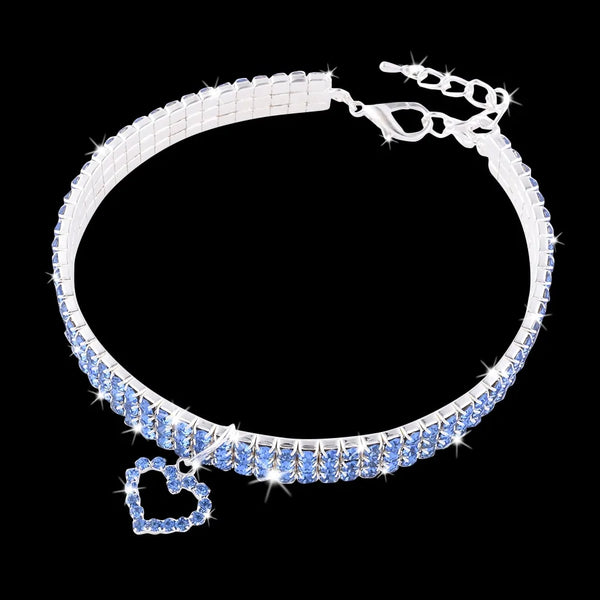 Bling Rhinestone Cat Collar - Adjustable, Stylish, and Comfortable - PawsMartOnline Blue / Large