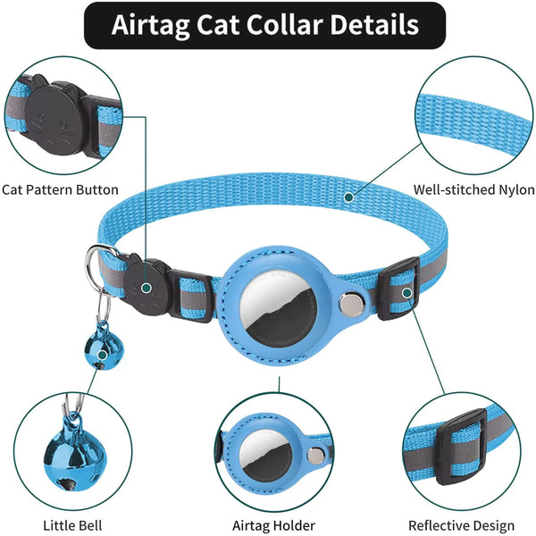 Adjustable Cat Tracker Collar for Apple Airtag – Secure & Durable - PawsMartOnline