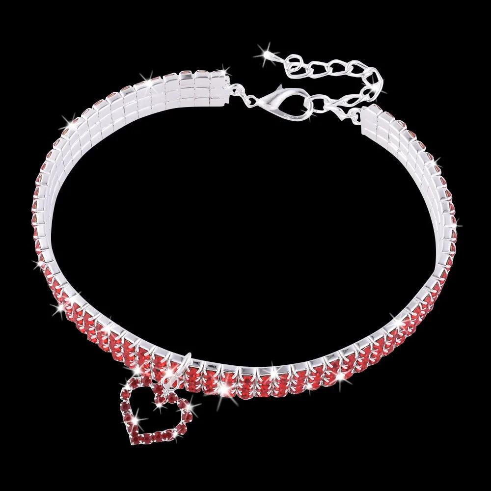 Bling Rhinestone Cat Collar - Adjustable, Stylish, and Comfortable - PawsMartOnline Red / Small