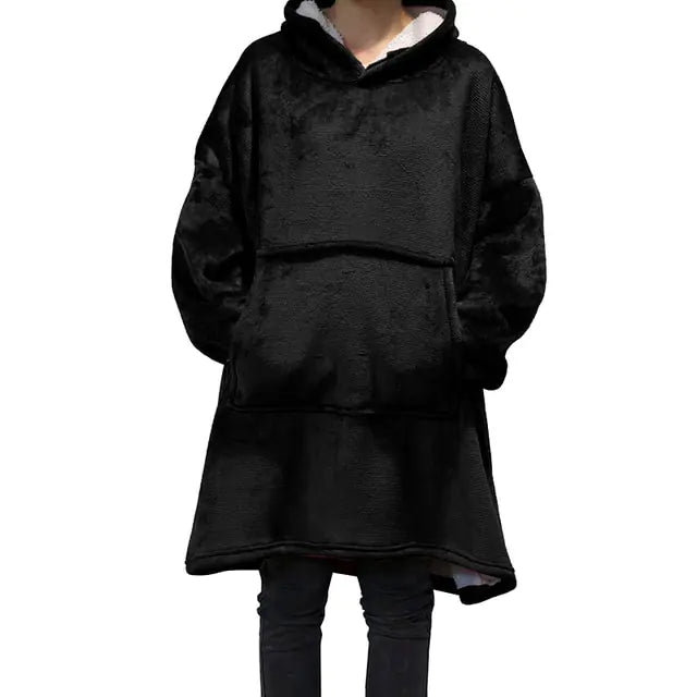 Blanket Hoodie – Oversized Blanket Hoodie with Pockets, One Size