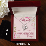 Dazzling Necklace & Earring Set with Personalized Message Card - PawsMartOnline Jewelry 14k White Gold Finish / Mahogany Box with LED Spotlight