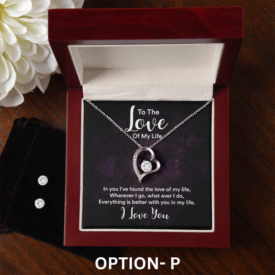 Dazzling Necklace & Earring Set with Personalized Message Card - PawsMartOnline Jewelry 14k White Gold Finish / Mahogany Box with LED Spotlight