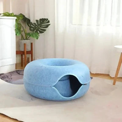Cat Donut Bed - Blue / Small