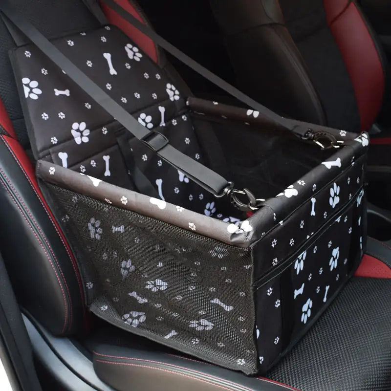 Canine Car Seat - Safe, Comfortable, and Breathable for Small Pets - PawsMartOnline Black Bone Prints / 15.7 x 11.8 x 9.6 inches