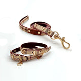 Elegant Leather Dog Collar and Leash Set- Durable & Adjustable - PawsMartOnline