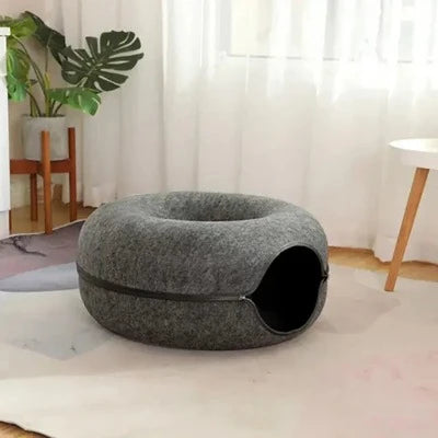 Cat Donut Bed - Dark Gray / Small