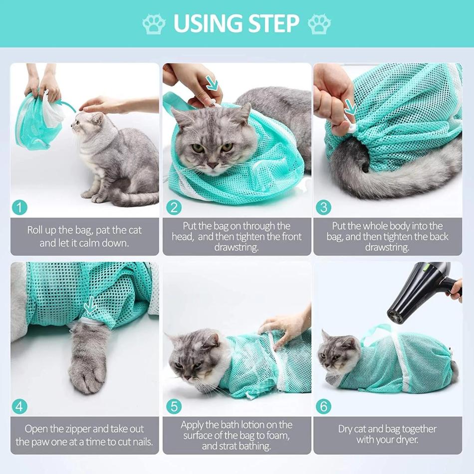 Cat Grooming Bag – Adjustable, Durable, and Stress-Free Grooming - PawsMartOnline