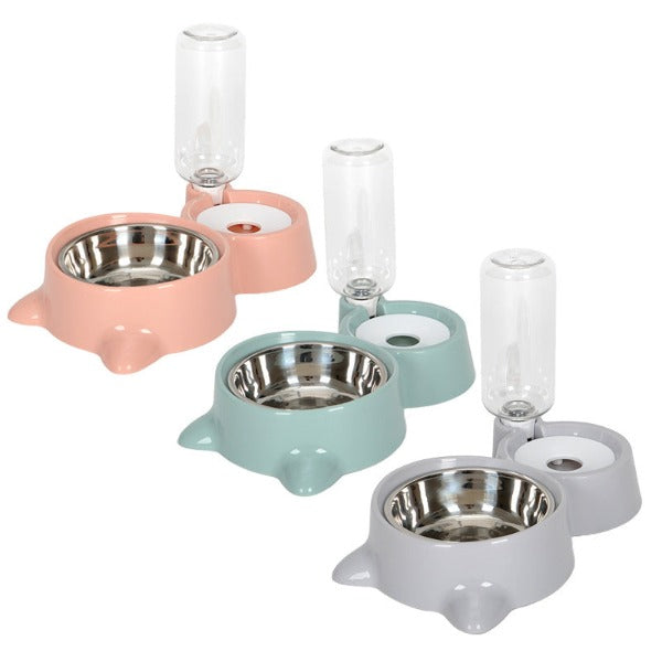 Pet Food and Water Bowl Combo - Convenient and Stylish - PawsMartOnline