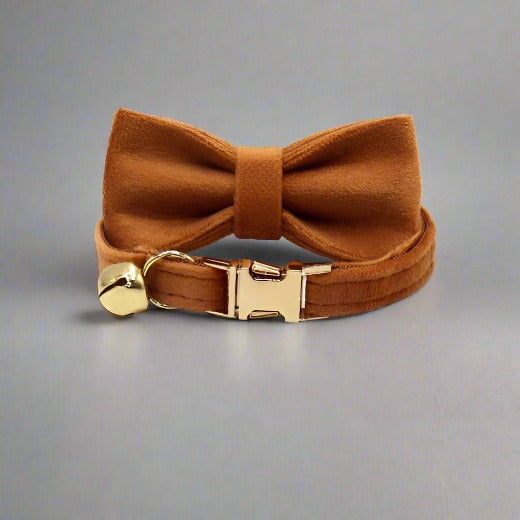 Kitten Bow Tie Collar - Soft Velvet Elegance for Your Feline Friend - PawsMartOnline Native wool / Large