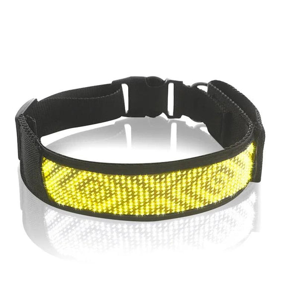 Bluetooth LED Light-Up Dog Collar with GPS & Customizable Display - PawsMartOnline Yellow / 7-9.5 inches