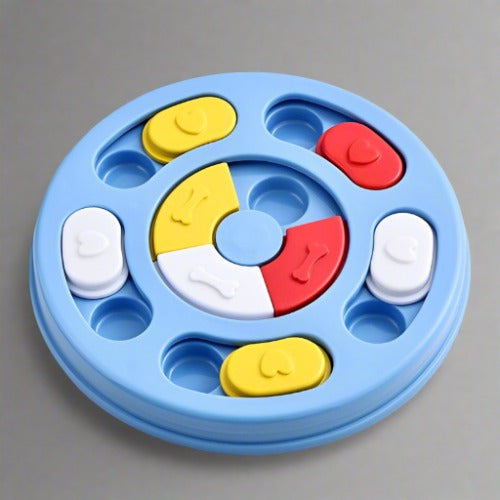 Puzzle Feeder | Interactive Feeder for Fast Eaters - PawsMartOnline Round W/ Blue and Red / Blue